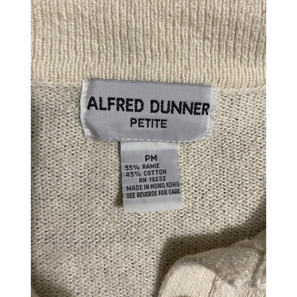 Alfred Dunner Petite PM Sweater Vintage Embroidered Floral Beaded White Cotton - Picture 3 of 13